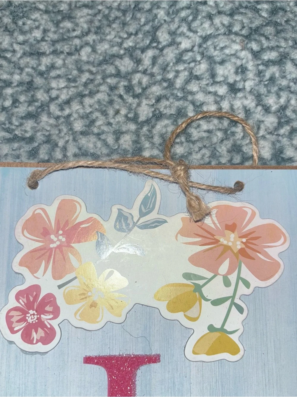LOVE Grows Here Door Hang Sign - Pink and Blue Floral Home Decor NWOT
